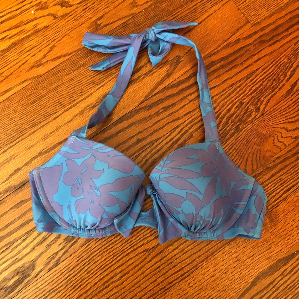 Blue Hawaiian Print Bikini Top